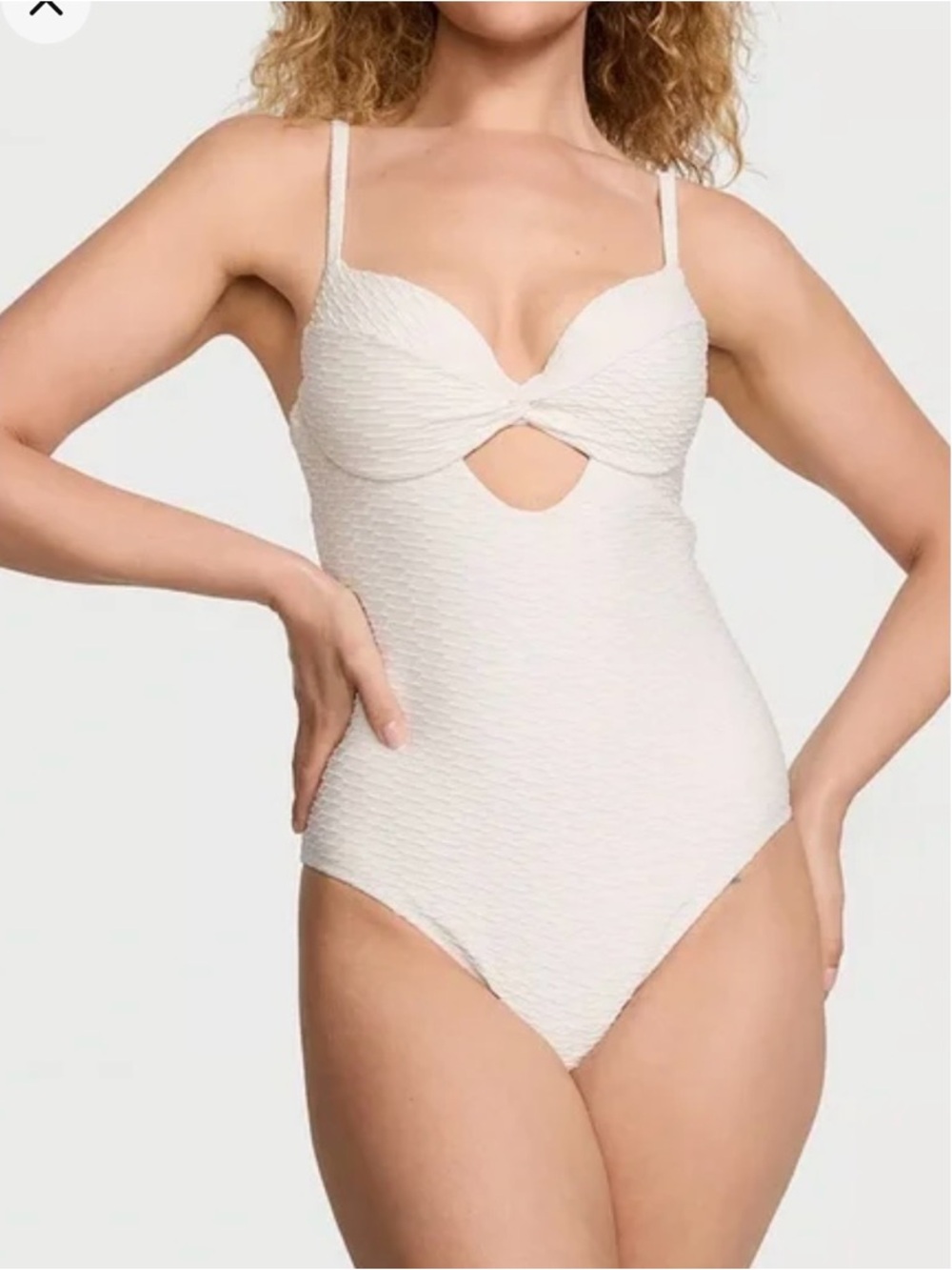 Victoria’s Secret Cream Textured One-Piece Swimsuit with Twist Front